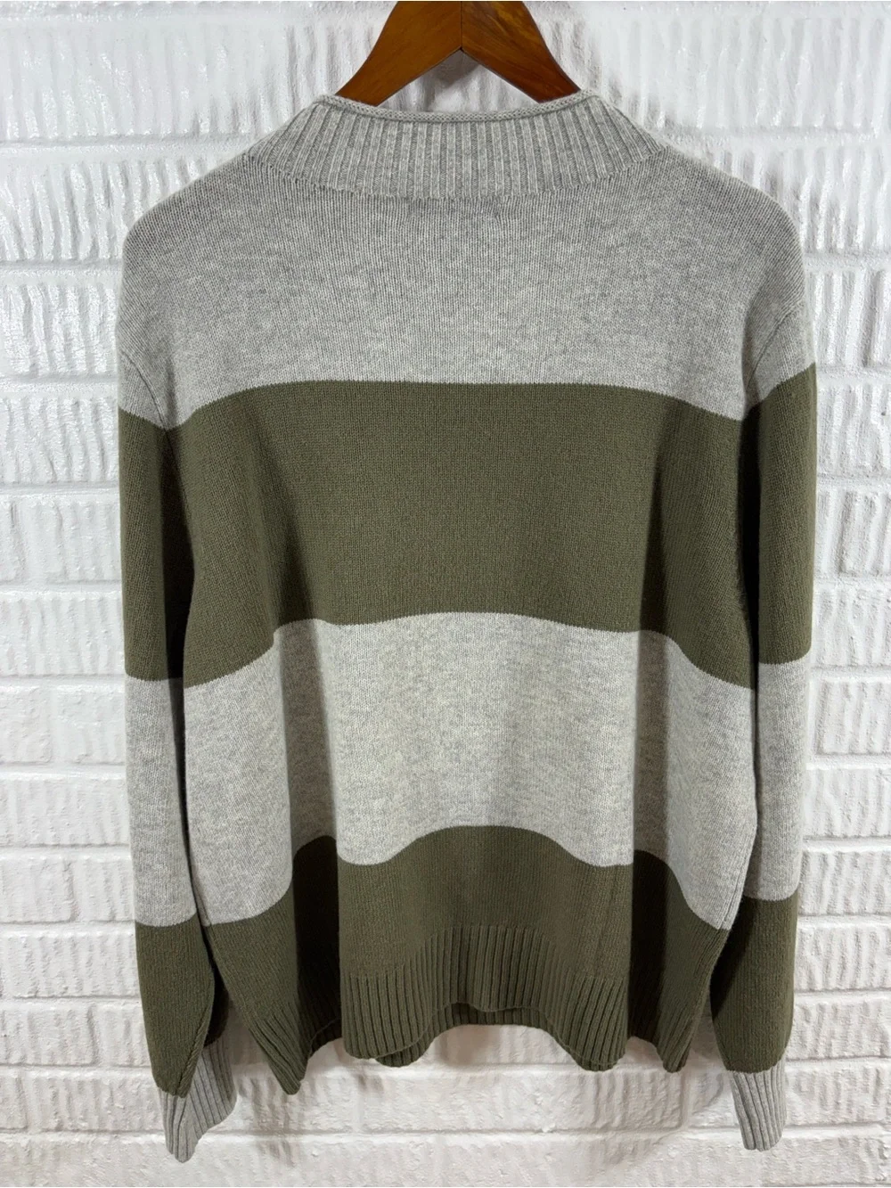 J. Crew Always Roll Neck Sweater Green Gray Stripe Color Block 2X